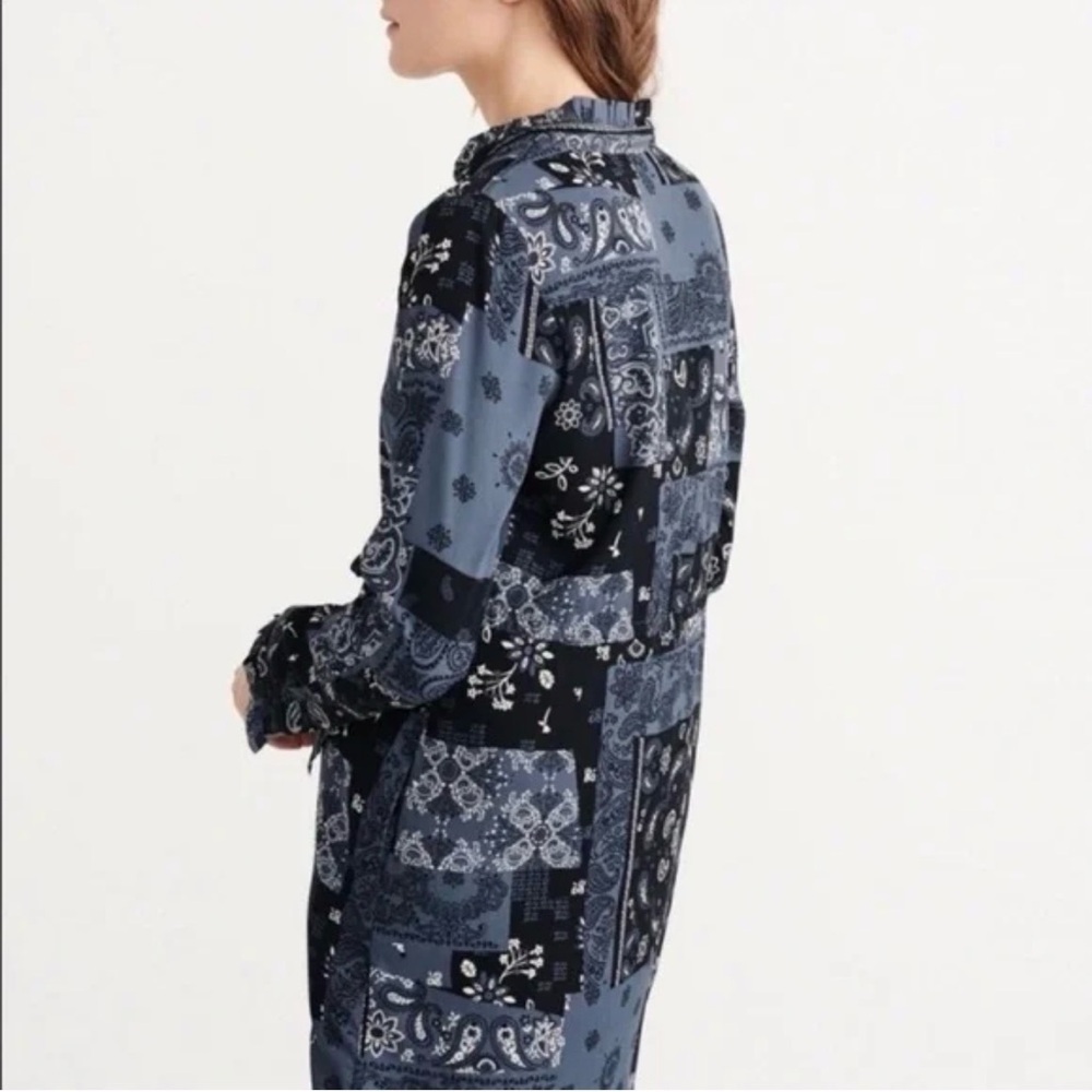 Abercrombie & Fitch Paisley Bandana Long Sleeve Drawstring Shirtdress Medium - Picture 2 of 10